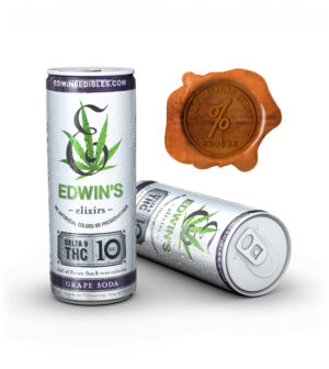 Bronze Medal winning Fast-acting Grape Soda THC Drinks - Delta 9 THC Beverages with zero calories with Edwin's Edibles & Elixirs.